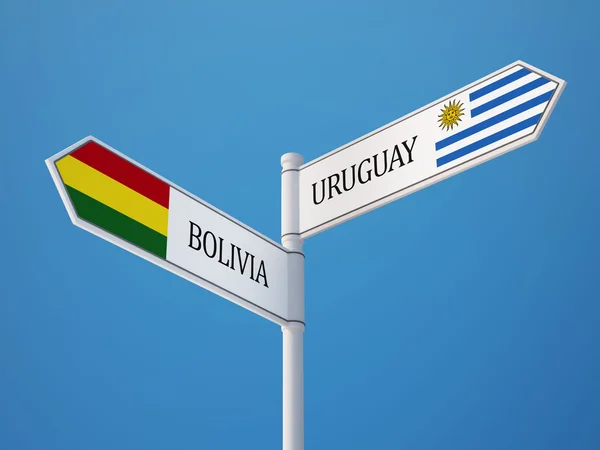 Uruguay bolivien zeichen flaggen konzept — Stockfoto