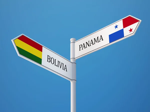 Panama Bolivia Firmare Bandiere Concetto — Foto Stock