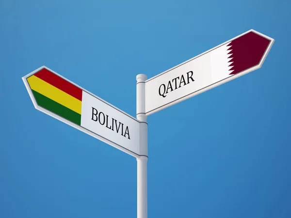 Qatar Bolivie Signer Drapeaux Concept — Photo