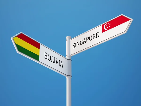 Singapour Bolivie Signer Drapeaux Concept — Photo