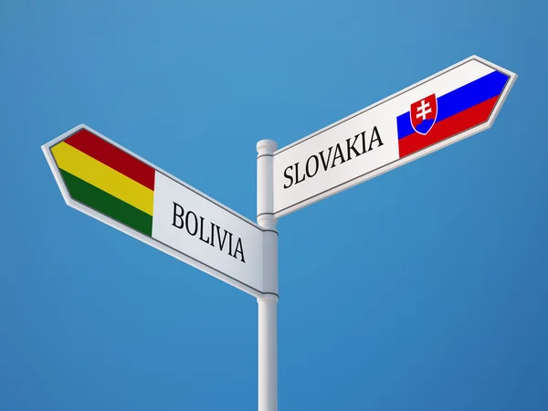 Slowakei Bolivien Zeichen Flaggen Konzept — Stockfoto