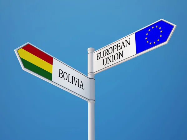 Europese Unie Bolivia teken vlaggen Concept — Stockfoto