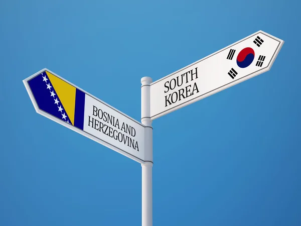 韩国波斯尼亚和黑塞哥维那标志概念 — 图库照片