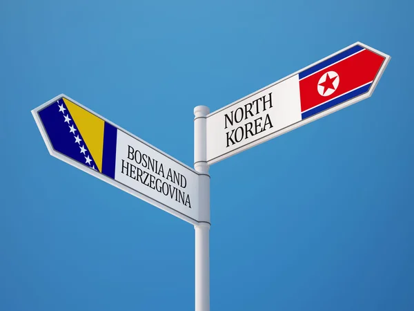 North Korea Bosnia and Herzegovina Flags Concept — Stock Photo, Image