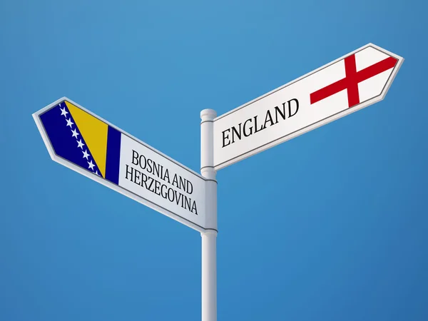 England Bosnia and Herzegovina  Sign Flags Concept — Stock Photo, Image