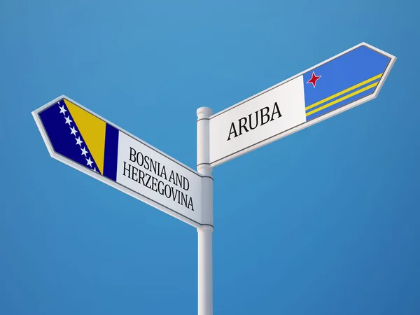 Aruba Bosnia y Herzegovina Firma el concepto de banderas —  Fotos de Stock