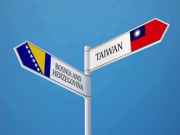 Taiwan Bosnien och Hercegovina tecken flaggor — Stockfoto