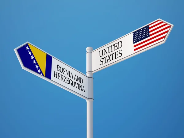 Estados Unidos Bosnia y Herzegovina Firmar banderas —  Fotos de Stock
