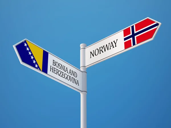 Norway Bosnia and Herzegovina Sign Flags — Stock Photo, Image