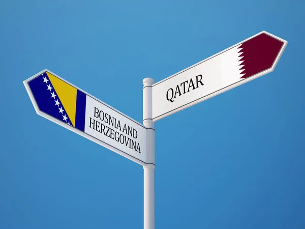 Qatar Bosnien och Hercegovina tecken flaggor — Stockfoto