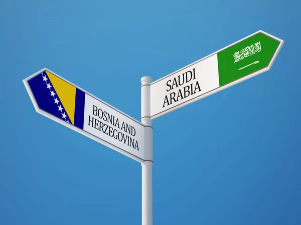 Saudiarabien Bosnien och Hercegovina tecken flaggor — Stockfoto