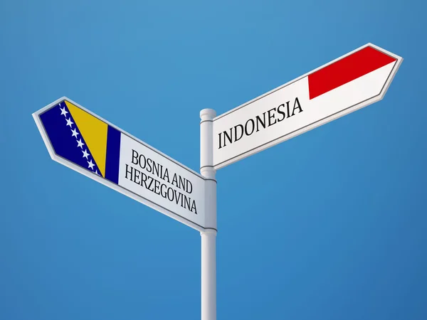 Indonesia Bosnia y Herzegovina Firmar banderas — Foto de Stock