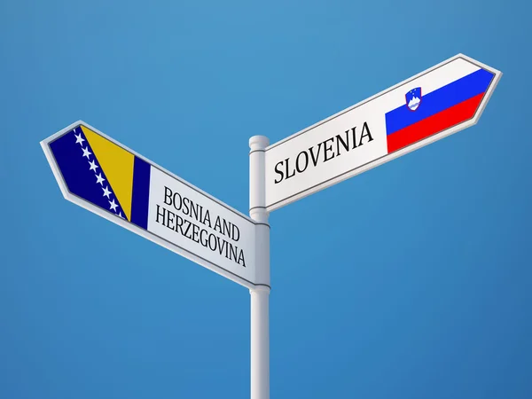 Eslovenia Bosnia y Herzegovina Firmar banderas —  Fotos de Stock