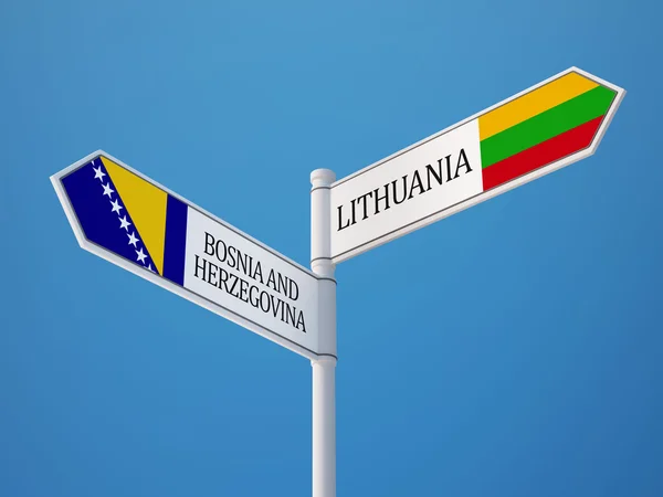 Lithuania Bosnia and Herzegovina Sign Flags — Stock Photo, Image