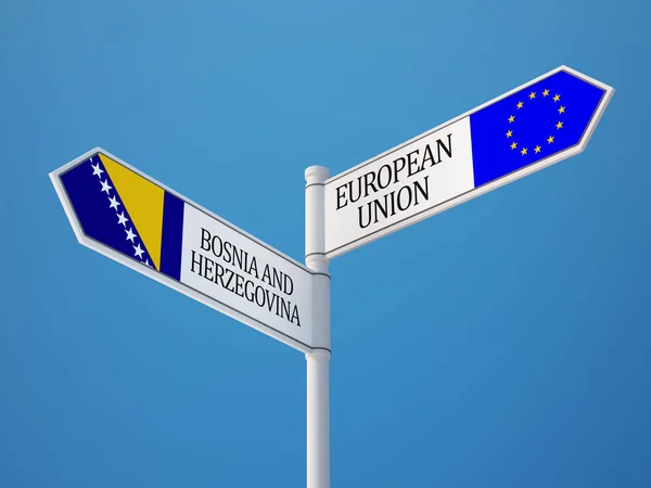 Europäische Union Bosnien und Herzegowina unterzeichnen Flaggen — Stockfoto