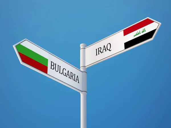Bulgaria Iraq  Sign Flags Concept — Stock Photo, Image