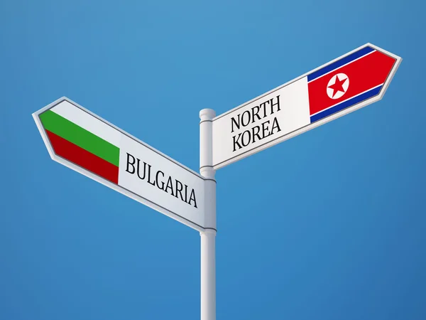 Bulgaria North Korea  Sign Flags Concept — Stock Photo, Image