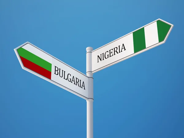 Bulgária Nigéria Sinalização Bandeiras Conceito — Fotografia de Stock