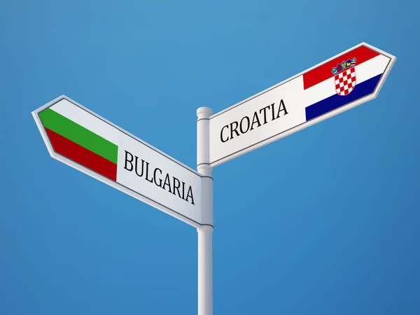 Bulgarije Kroatië teken vlaggen — Stockfoto