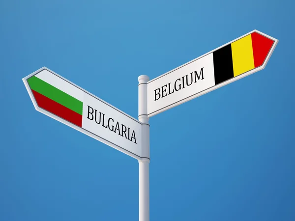 Bulgária Belgium bejelentkezési jelzők koncepció — Stock Fotó