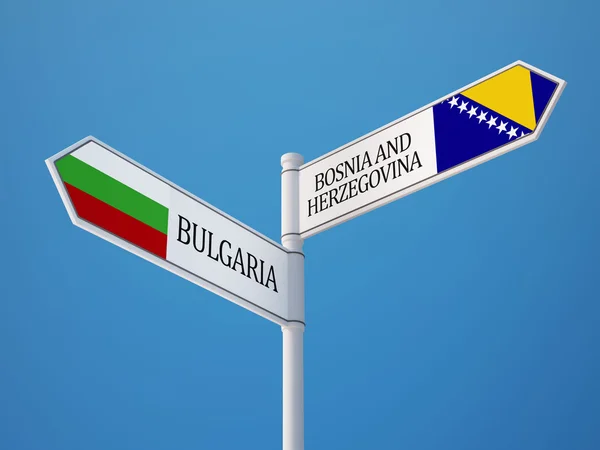 Bulgarije Bosnië en Herzegovina teken vlaggen — Stockfoto