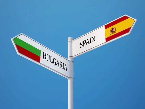 Spanien Bulgarien underteckna flaggor koncept — Stockfoto