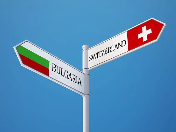 Švýcarsko Bulharsko znamení příznaky koncept — Stock fotografie