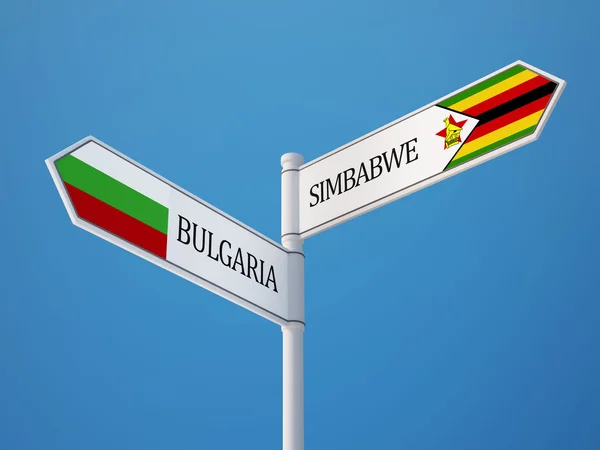 Zimbabwe Bulgaria Firmare Bandiere Concept — Foto Stock