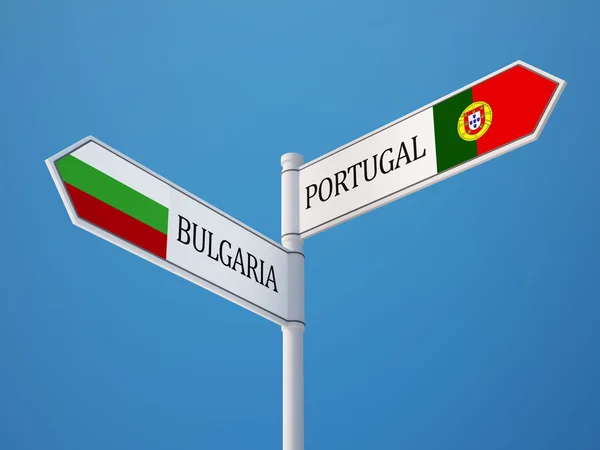 Portekiz Bulgaristan işaret bayrakları kavramı — Stok fotoğraf