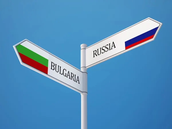 Rusland Bulgarije teken vlaggen Concept — Stockfoto