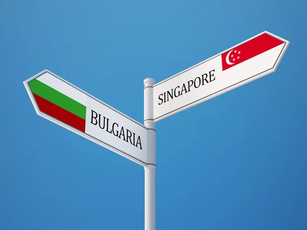 Singapour Bulgarie Signer Drapeaux Concept — Photo