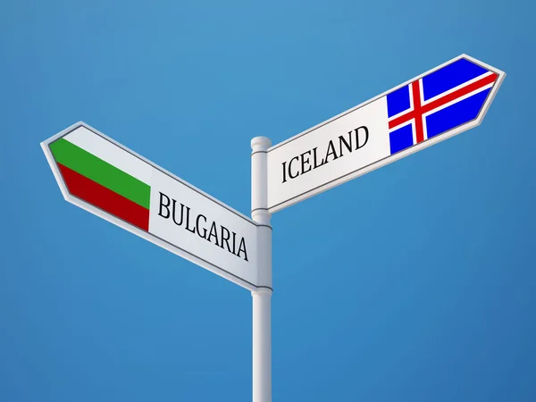 Islandia Bułgaria znak flagi koncepcja — Zdjęcie stockowe