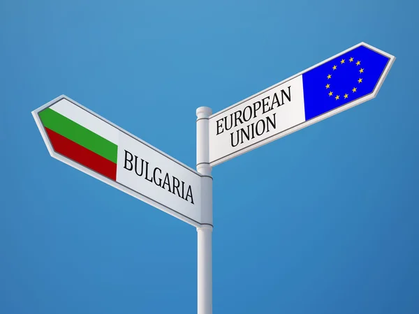 Europeiska unionen Bulgarien underteckna flaggor koncept — Stockfoto