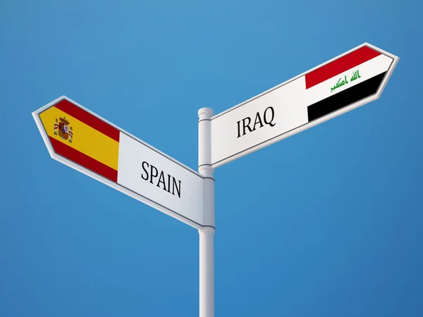 Spain Iraq  Sign Flags Concept — Stock Photo, Image