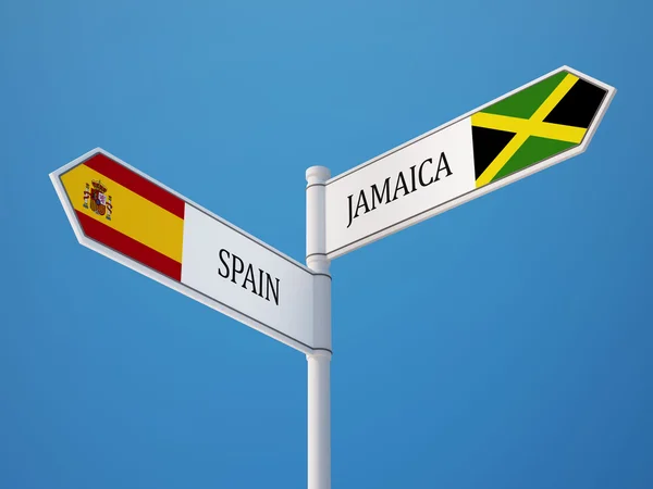 Spain Jamaica  Sign Flags Concept — Stock Photo, Image