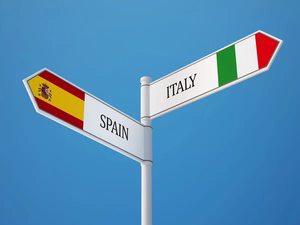 Spain Italy  Sign Flags Concept — Stock Photo, Image