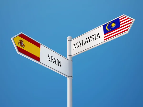 Spanien Malaysia tecken flaggor koncept — Stockfoto