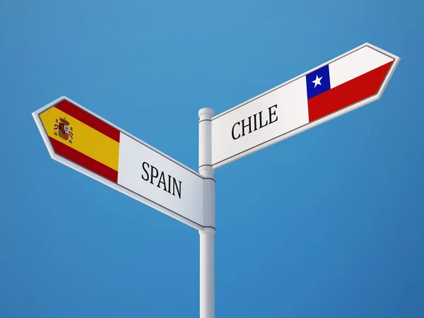 Spain Chile  Sign Flags Concept — Stock Photo, Image