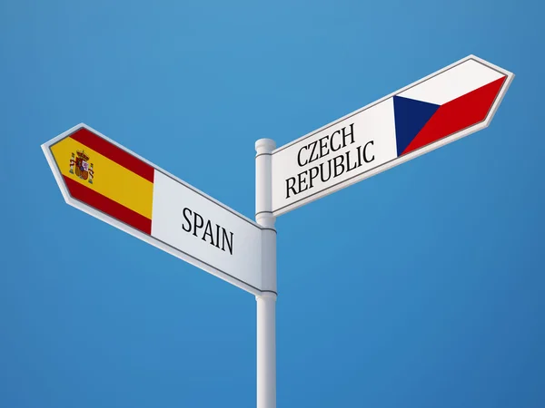 Spain Czech Republic  Sign Flags Concept — Stock Photo, Image