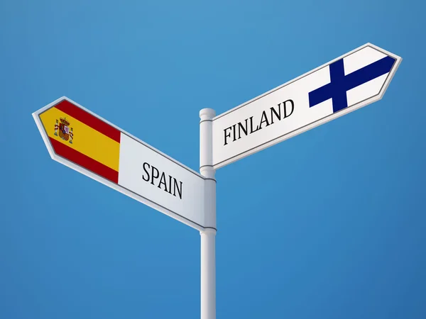 Spagna Finlandia Firmare Bandiere Concetto — Foto Stock