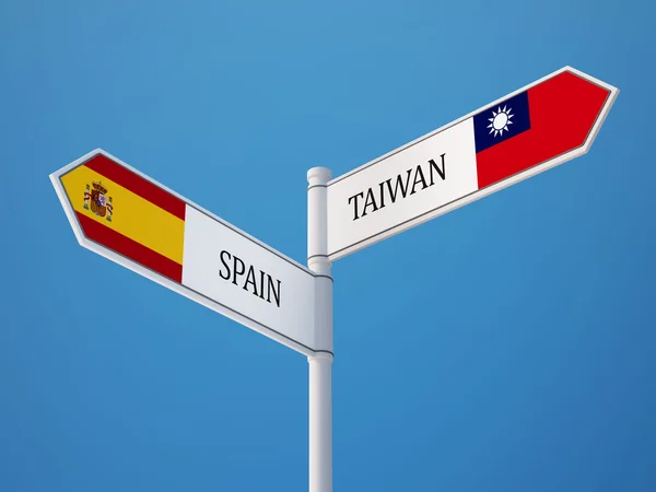 Conceito de bandeiras de sinais de Taiwan Espanha — Fotografia de Stock