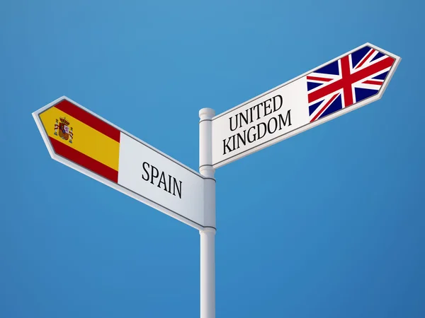 United Kingdom Spain  Sign Flags Concept — Stock Photo, Image