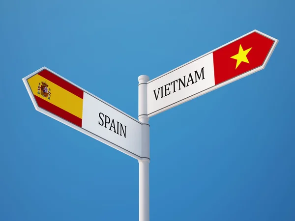 Vietname Espanha Signo Bandeiras Conceito — Fotografia de Stock