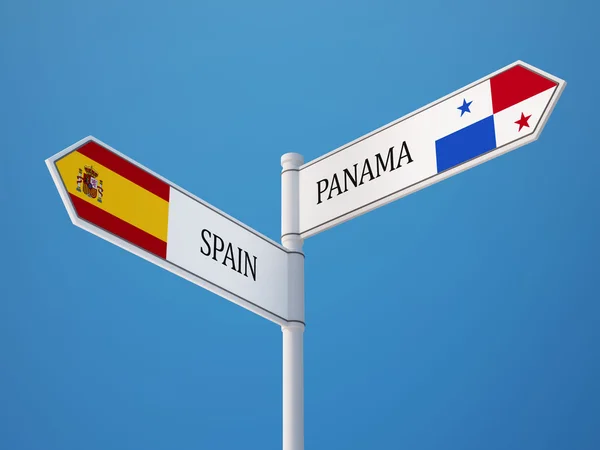 Panama Spanien tecken flaggor koncept — Stockfoto