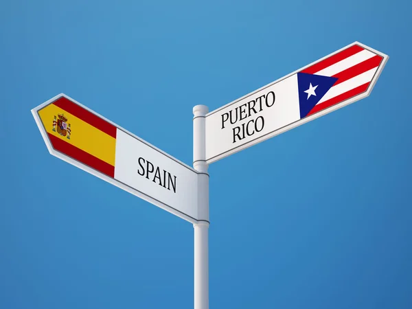 Puerto Rico Spanien tecken flaggor koncept — Stockfoto