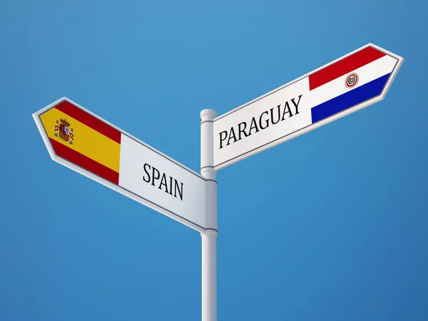 Paraguay Spanien tecken flaggor koncept — Stockfoto