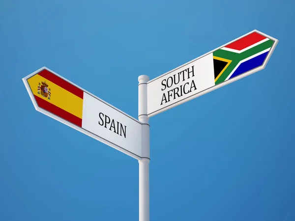 Zuid-Afrika Spanje teken vlaggen Concept — Stockfoto