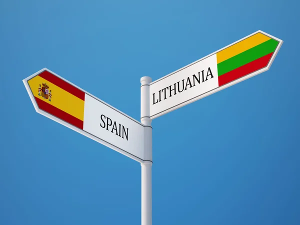 Lituania Spagna Firmare Bandiere Concetto — Foto Stock