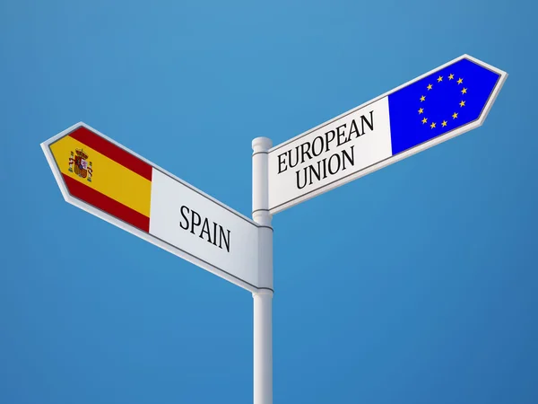 European Union Spain  Sign Flags Concept — Stock Photo, Image