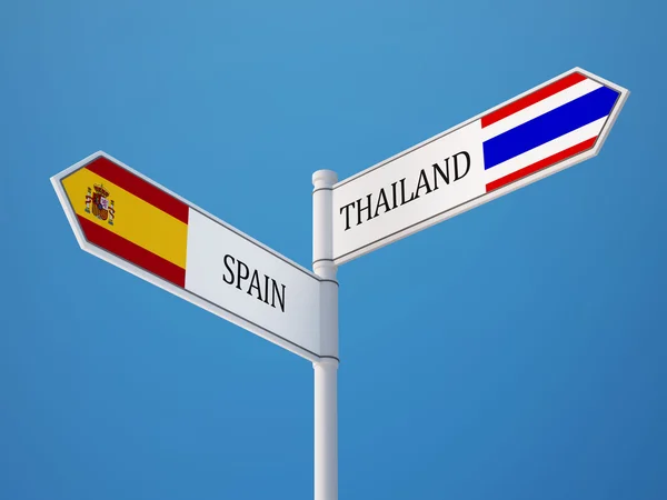 Thailandia Spagna Firma Bandiere Concetto — Foto Stock